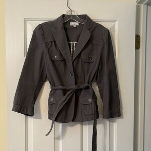 LOFT Women's Dark Gray Belted Jacket